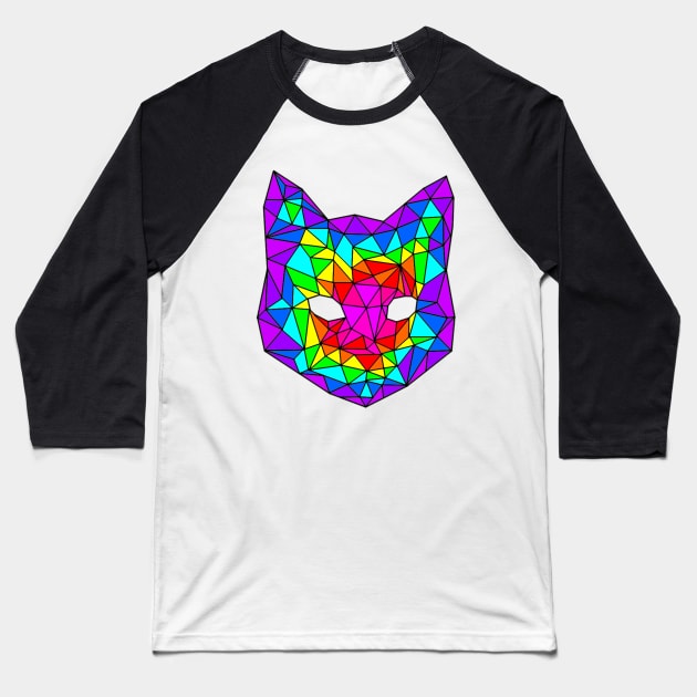 Geometric Cat Baseball T-Shirt by Kattatronic